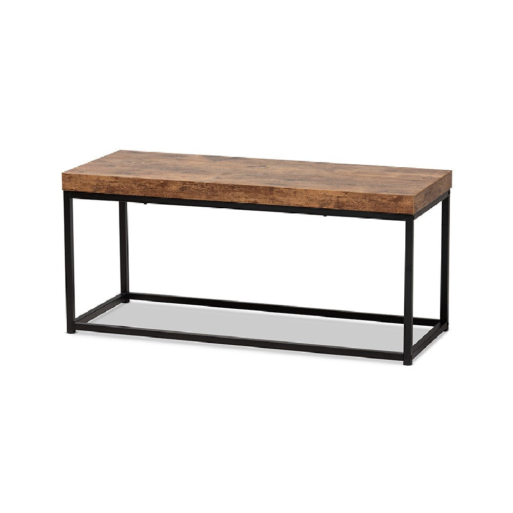 Baxton Studio Bardot Modern Industrial Walnut Brown Finished Wood and Black Metal Accent Bench WHI-LCF20256B-Wood-Metal-Bench