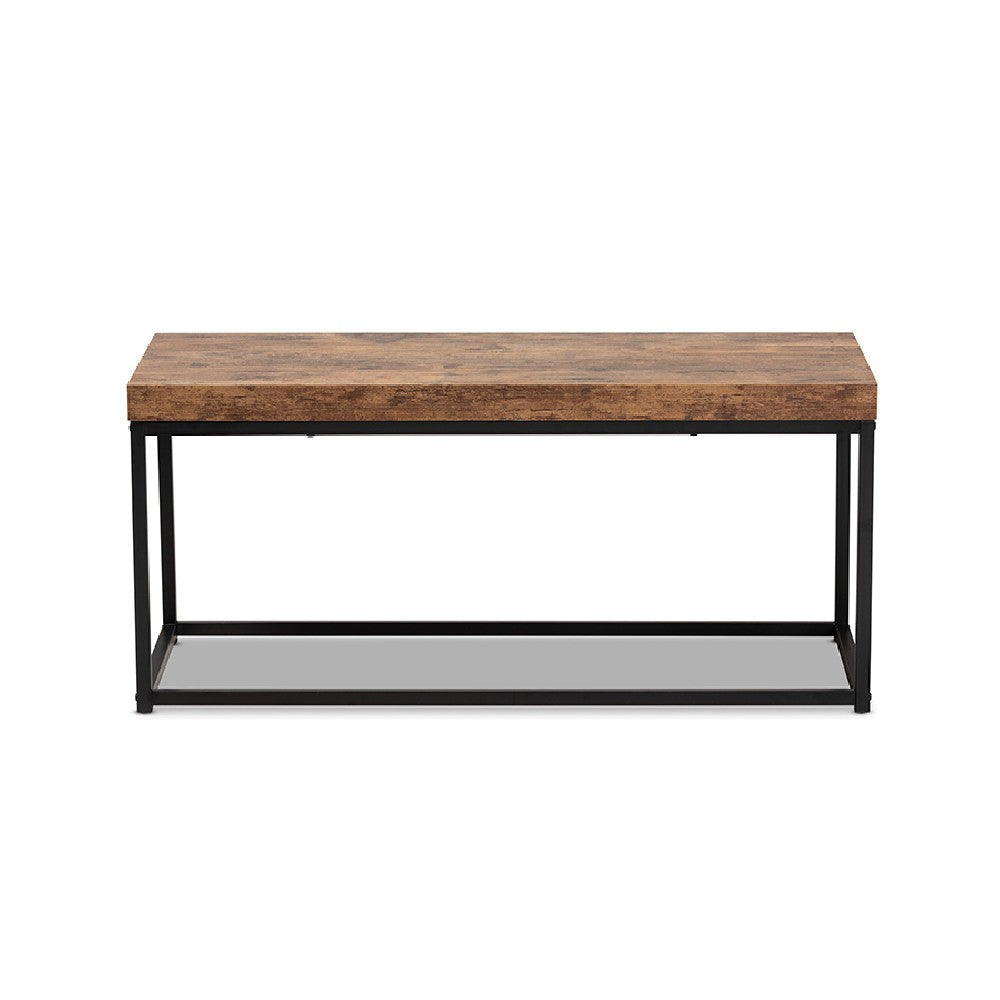Baxton Studio Bardot Modern Industrial Walnut Brown Finished Wood and Black Metal Accent Bench WHI-LCF20256B-Wood-Metal-Bench