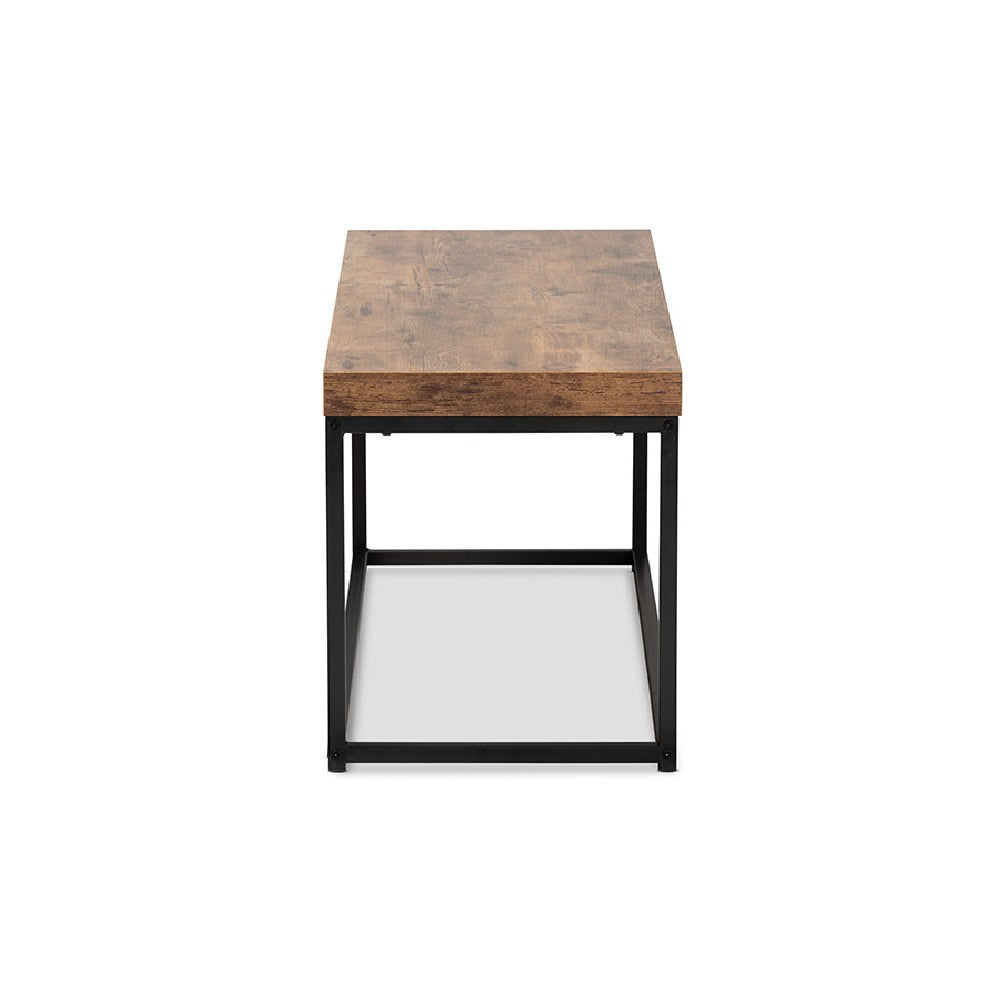 Baxton Studio Bardot Modern Industrial Walnut Brown Finished Wood and Black Metal Accent Bench WHI-LCF20256B-Wood-Metal-Bench