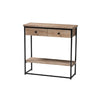 Baxton Studio Silas Modern Industrial Natural Brown Finished Wood and Black Metal 2-Drawer Console Table