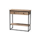 Baxton Studio Silas Modern Industrial Natural Brown Finished Wood and Black Metal 2-Drawer Console Table