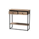 Baxton Studio Silas Modern Industrial Natural Brown Finished Wood and Black Metal 2-Drawer Console Table