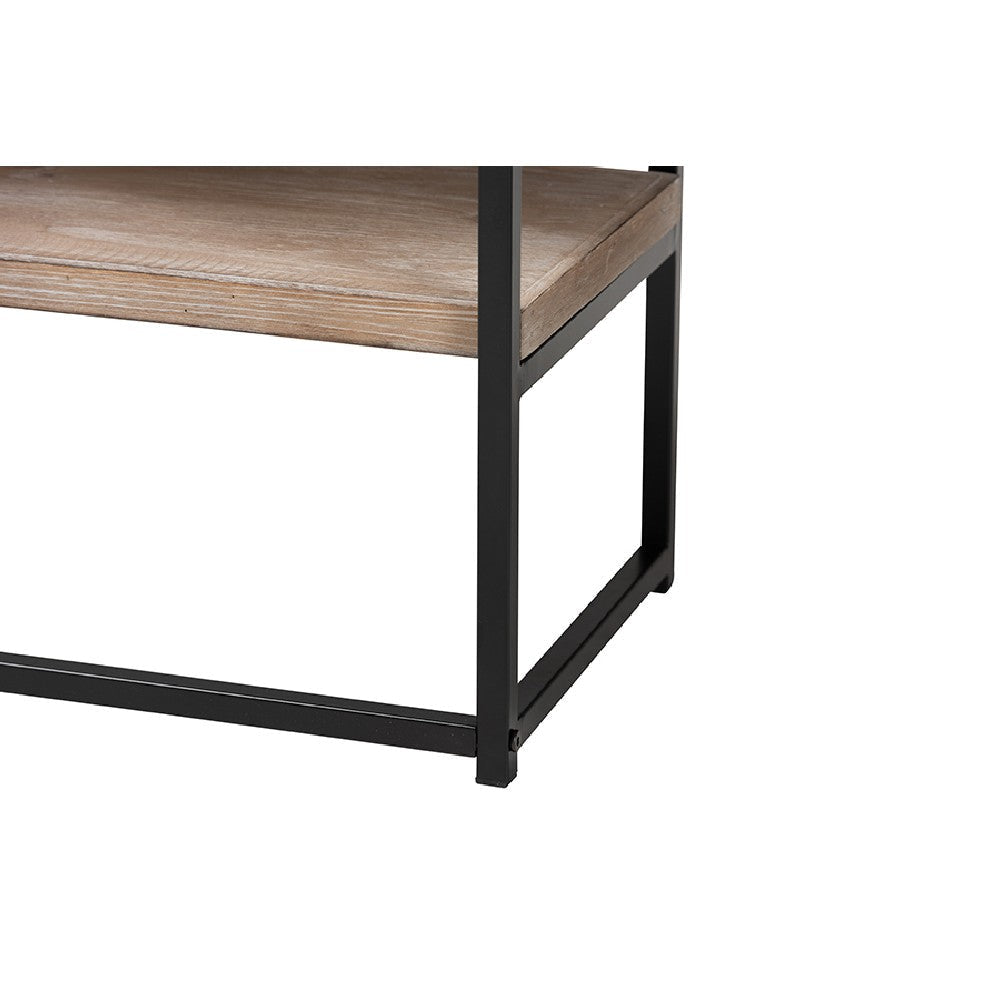 Baxton Studio Silas Modern Industrial Natural Brown Finished Wood and Black Metal 2-Drawer Console Table