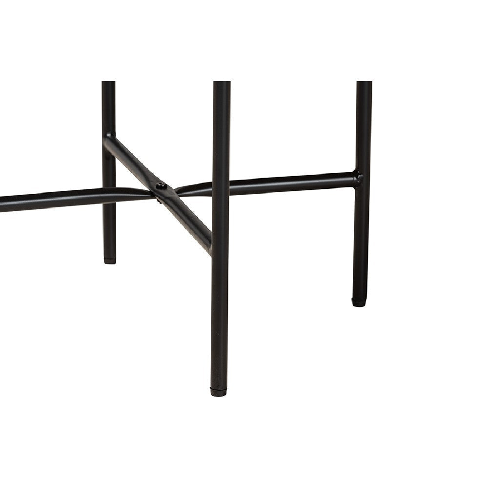 Baxton Studio Savion Modern Industrial Walnut Brown Finished Wood and Black Metal End Table WHI-LCF20443-ET