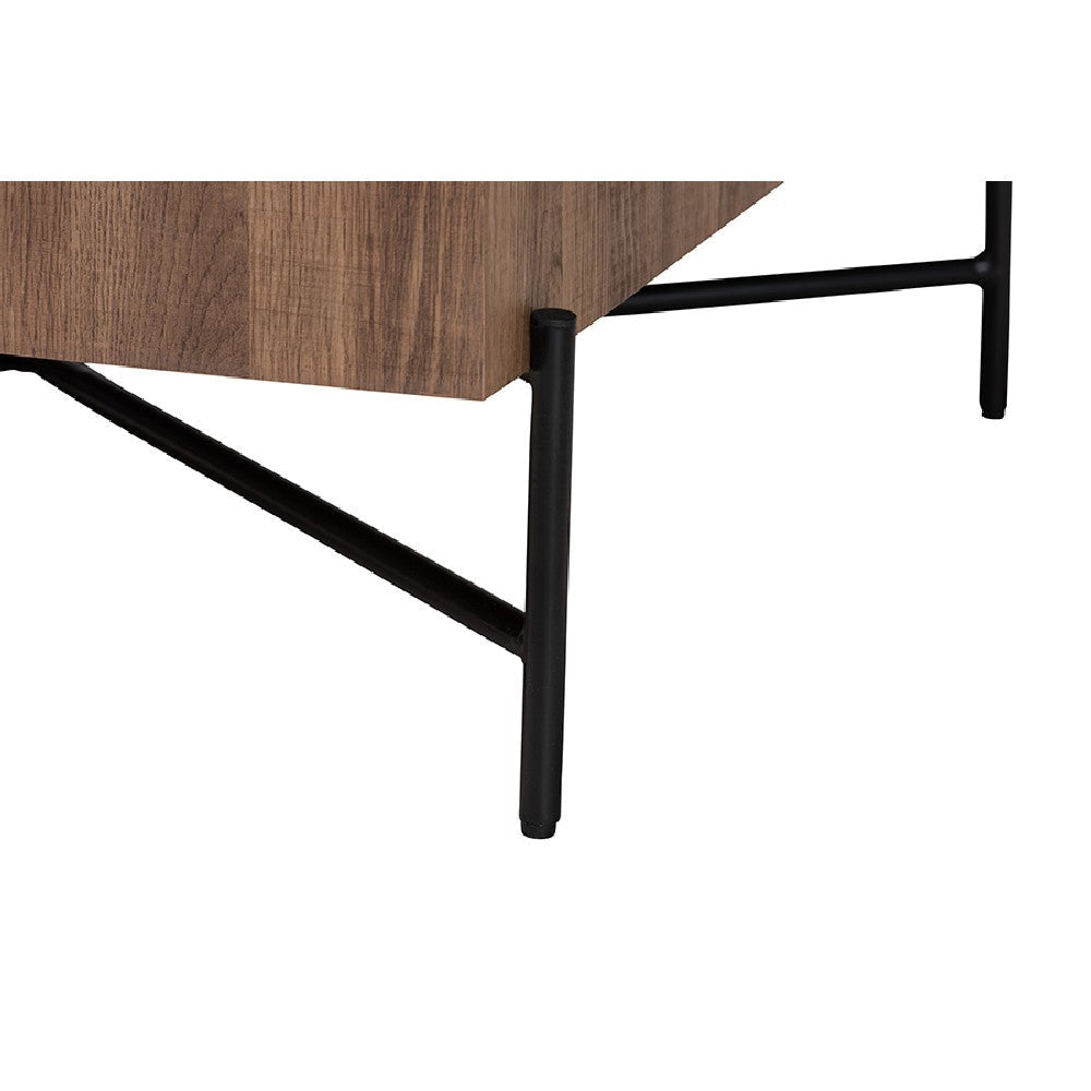 Baxton Studio Savion Modern Industrial Walnut Brown Finished Wood and Black Metal Coffee Table WHI-LCF20446-CT