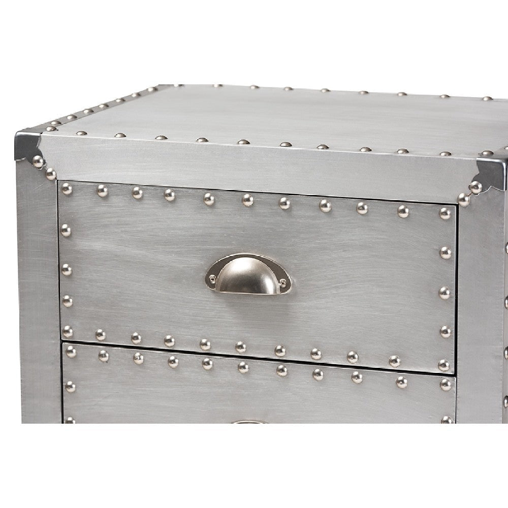Baxton Studio Carel French Industrial Silver Metal 5-Drawer Accent Storage Cabinet WHI-LD18B054-Silver-5DW-Cabinet