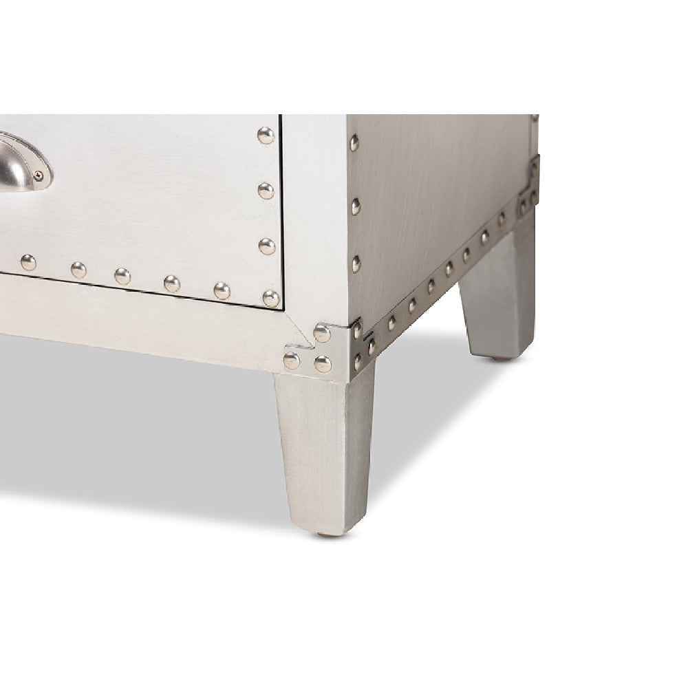 Baxton Studio Carel French Industrial Silver Metal 5-Drawer Accent Storage Cabinet WHI-LD18B054-Silver-5DW-Cabinet