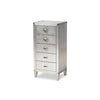Baxton Studio Carel French Industrial Silver Metal 5-Drawer Accent Storage Cabinet WHI-LD18B054-Silver-5DW-Cabinet