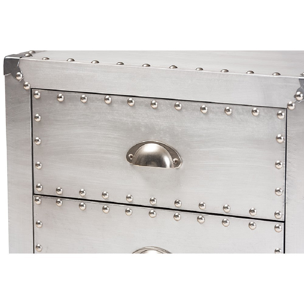 Baxton Studio Claude French Industrial Silver Metal 3-Drawer End Table WHI-LD18B056-Silver-ET