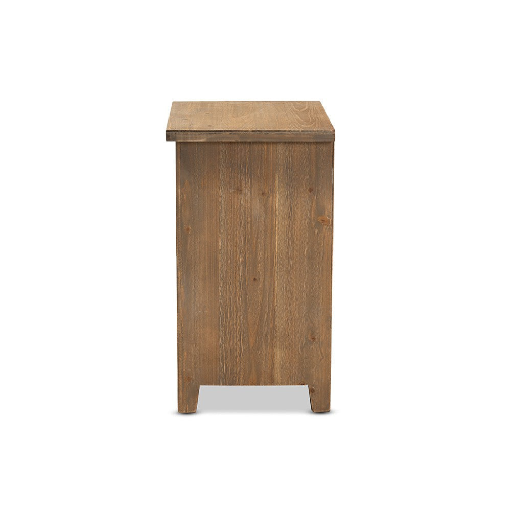 Baxton Studio Clement Rustic Transitional Medium Oak Finished 2-Drawer Wood Spindle End Table WHI-LD19A004-Medium-Oak-ET