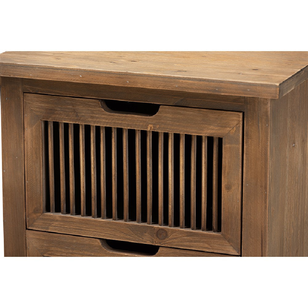 Baxton Studio Clement Rustic Transitional Medium Oak Finished 2-Drawer Wood Spindle End Table WHI-LD19A004-Medium-Oak-ET