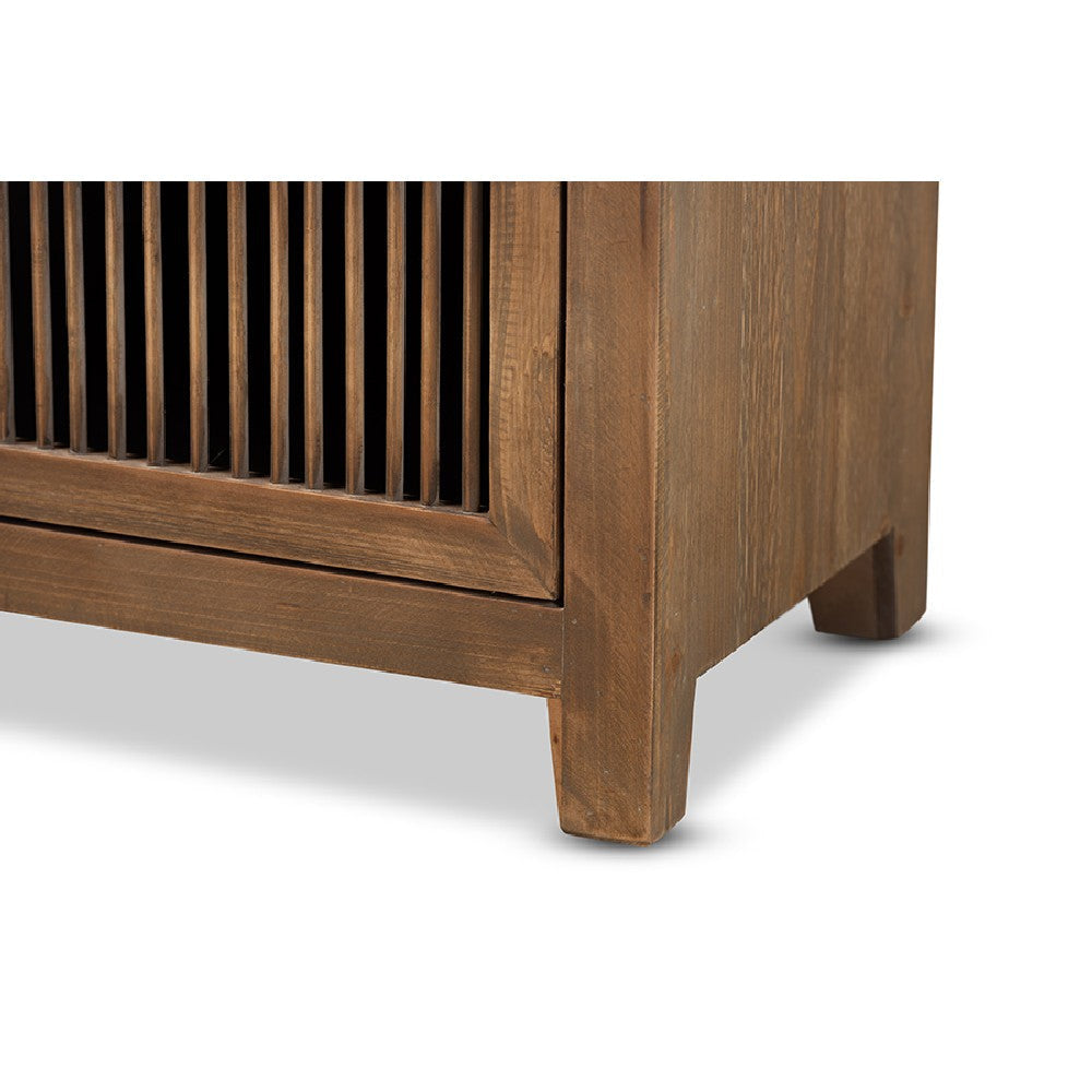 Baxton Studio Clement Rustic Transitional Medium Oak Finished 2-Drawer Wood Spindle End Table WHI-LD19A004-Medium-Oak-ET