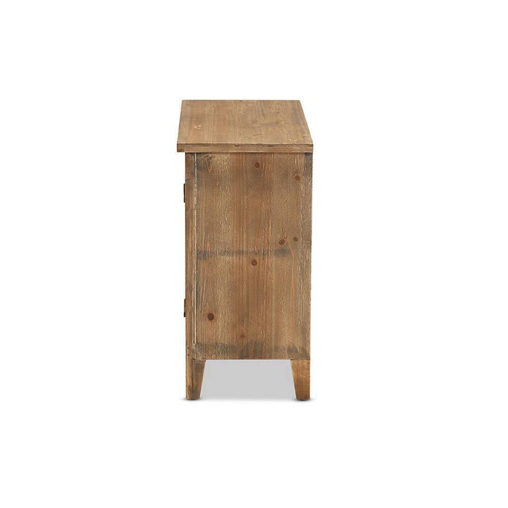 Baxton Studio Clement Rustic Transitional Medium Oak Finished 2-Door Wood Spindle Accent Storage Cabinet WHI-LD19A005-Medium-Oak-Cabinet