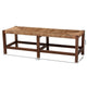 bali & pari Liza Bohemian Natural Seagrass and Wood Accent Bench WHI-LIZZA-Wooden-Bench