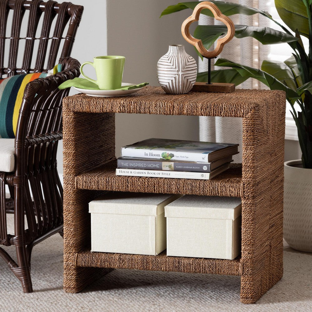 bali & pari Liza Bohemian Natural Seagrass End Table