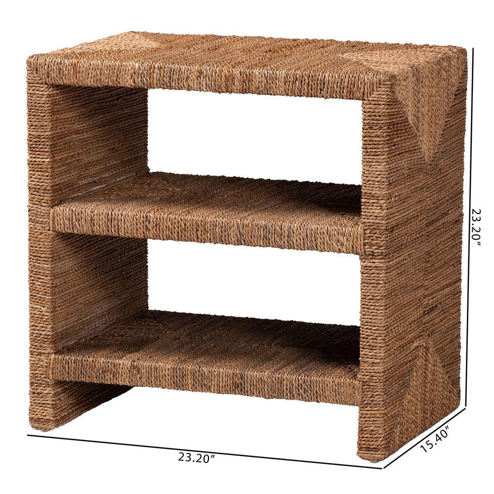 bali & pari Liza Bohemian Natural Seagrass End Table WHI-LIZZA-Wooden-ET