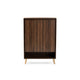 Baxton Studio Landen Mid-Century Modern Walnut Brown and Gold Finished Wood 2-Door Entryway Shoe storage Cabinet