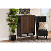 Baxton Studio Landen Mid-Century Modern Walnut Brown and Gold Finished Wood 2-Door Entryway Shoe storage Cabinet