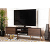 Baxton Studio Landen Mid-Century Modern Walnut Brown and Gold Finished Wood TV Stand