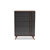 Baxton Studio Naoki Modern and Contemporary Two-Tone Grey and Walnut Finished Wood 5-Drawer Bedroom Chest