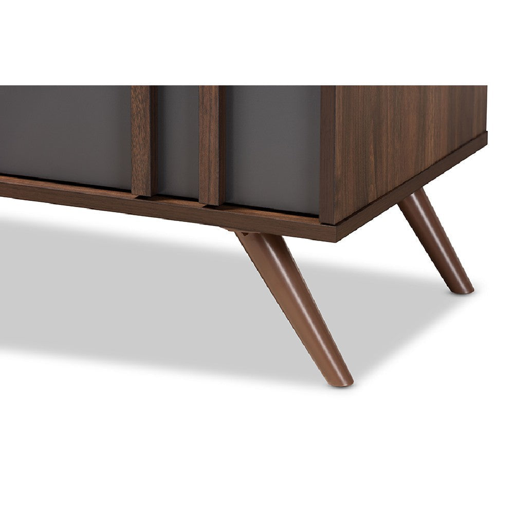 Baxton Studio Naoki Modern and Contemporary Two-Tone Grey and Walnut Finished Wood 5-Drawer Bedroom Chest