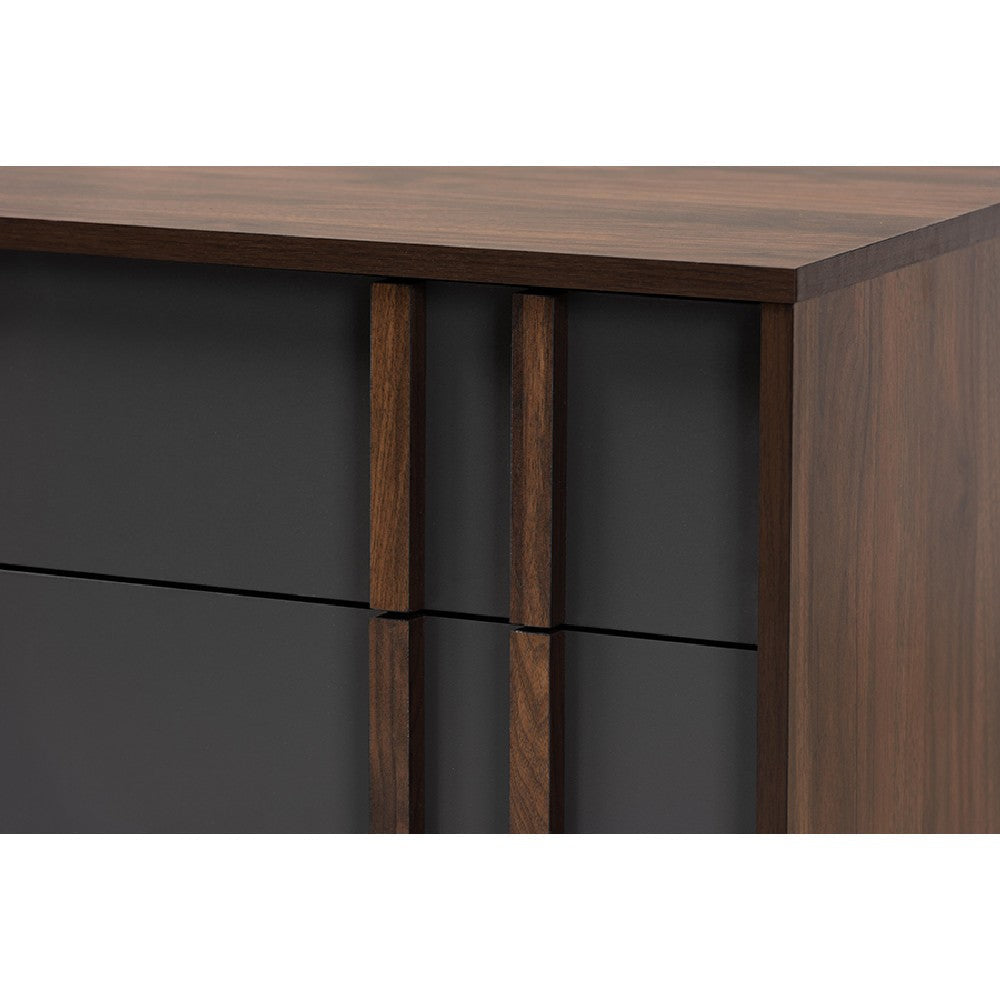 Baxton Studio Naoki Modern and Contemporary Two-Tone Grey and Walnut Finished Wood 6-Drawer Bedroom Dresser