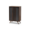 Baxton Studio Naoki Modern and Contemporary Two-Tone Grey and Walnut Finished Wood 2-Door Shoe Cabinet
