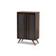 Baxton Studio Naoki Modern and Contemporary Two-Tone Grey and Walnut Finished Wood 2-Door Shoe Cabinet