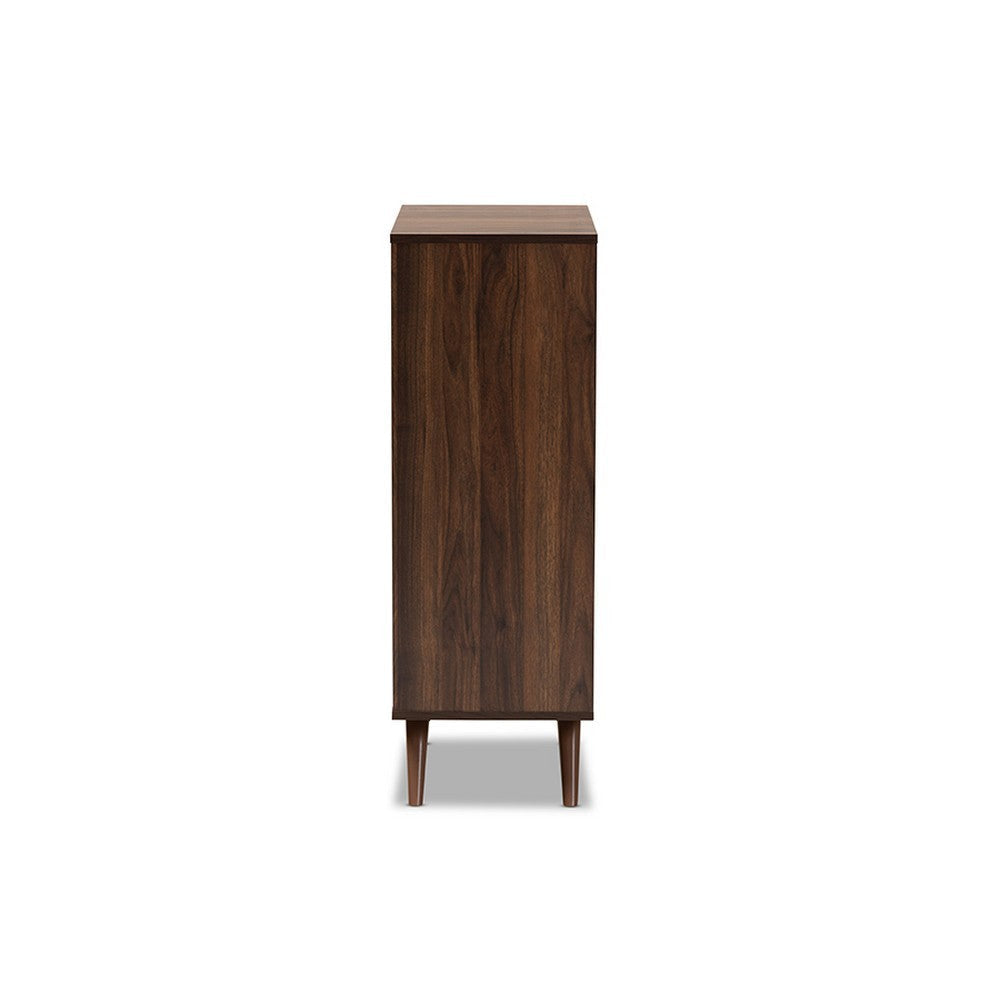 Baxton Studio Naoki Modern and Contemporary Two-Tone Grey and Walnut Finished Wood 2-Door Shoe Cabinet