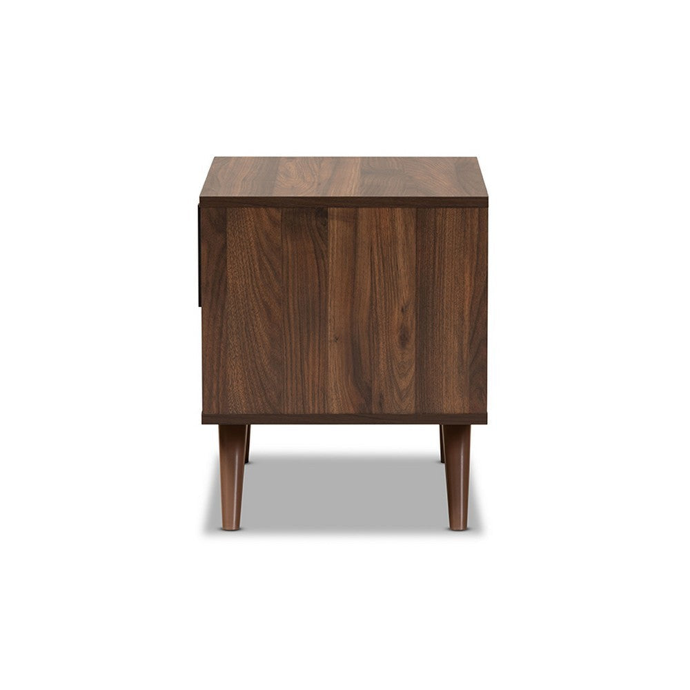 Baxton Studio Naoki Modern and Contemporary Two-Tone Grey and Walnut Finished Wood 1-Drawer Nightstand WHI-LV15ST15240-Columbia-Dark-Grey-NS
