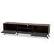 Baxton Studio Naoki Modern and Contemporary Two-Tone Grey and Walnut Finished Wood TV Stand with Drop-Down Compartments