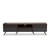 Baxton Studio Naoki Modern and Contemporary Two-Tone Grey and Walnut Finished Wood TV Stand with Drop-Down Compartments