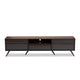 Baxton Studio Naoki Modern and Contemporary Two-Tone Grey and Walnut Finished Wood TV Stand with Drop-Down Compartments