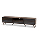 Baxton Studio Naoki Modern and Contemporary Two-Tone Grey and Walnut Finished Wood TV Stand with Drop-Down Compartments