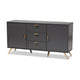 Baxton Studio Kelson Modern and Contemporary Dark Grey and Gold Finished Wood 2-Door Sideboard Buffet WHI-LV19BFT1917-Dark-Grey-Buffet