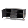 Baxton Studio Kelson Modern and Contemporary Dark Grey and Gold Finished Wood 2-Door Sideboard Buffet WHI-LV19BFT1917-Dark-Grey-Buffet