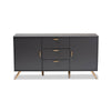 Baxton Studio Kelson Modern and Contemporary Dark Grey and Gold Finished Wood 2-Door Sideboard Buffet WHI-LV19BFT1917-Dark-Grey-Buffet