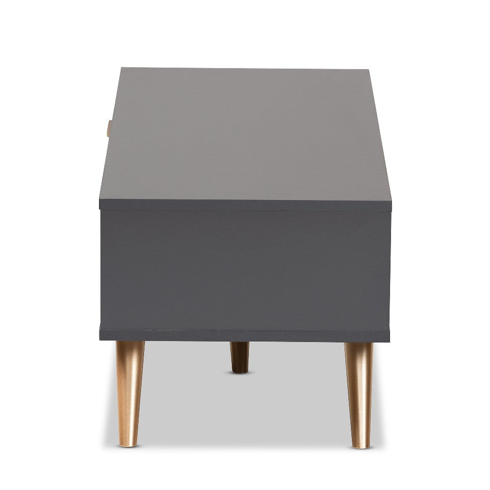 Baxton Studio Kelson Modern and Contemporary Dark Grey and Gold Finished Wood Coffee Table WHI-LV19CFT1914-Dark-Grey-CT