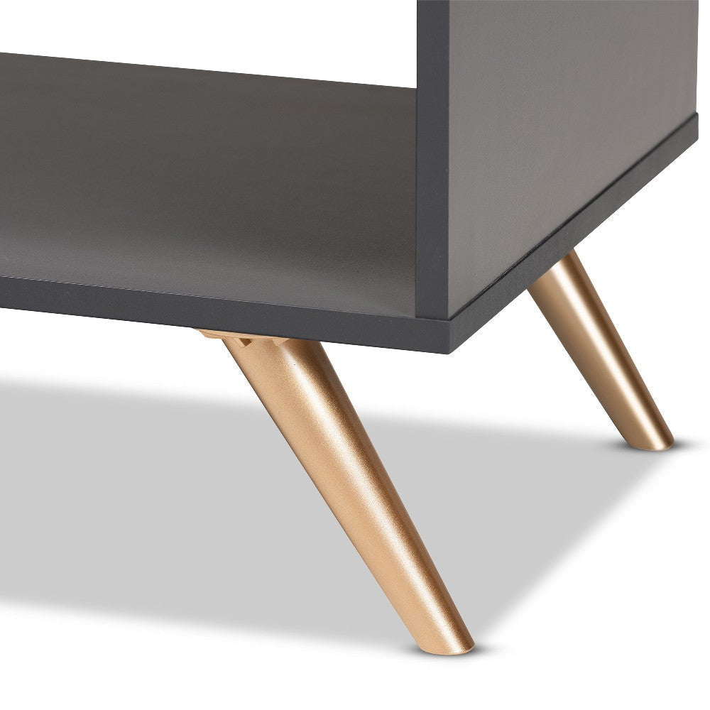 Baxton Studio Kelson Modern and Contemporary Dark Grey and Gold Finished Wood Coffee Table WHI-LV19CFT1914-Dark-Grey-CT