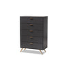 Baxton Studio Kelson Modern and Contemporary Dark Grey and Gold Finished Wood 5-Drawer Chest WHI-LV19COD1923-Dark-Grey-5DW-Chest