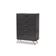 Baxton Studio Kelson Modern and Contemporary Dark Grey and Gold Finished Wood 5-Drawer Chest WHI-LV19COD1923-Dark-Grey-5DW-Chest