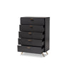 Baxton Studio Kelson Modern and Contemporary Dark Grey and Gold Finished Wood 5-Drawer Chest WHI-LV19COD1923-Dark-Grey-5DW-Chest
