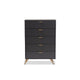 Baxton Studio Kelson Modern and Contemporary Dark Grey and Gold Finished Wood 5-Drawer Chest WHI-LV19COD1923-Dark-Grey-5DW-Chest