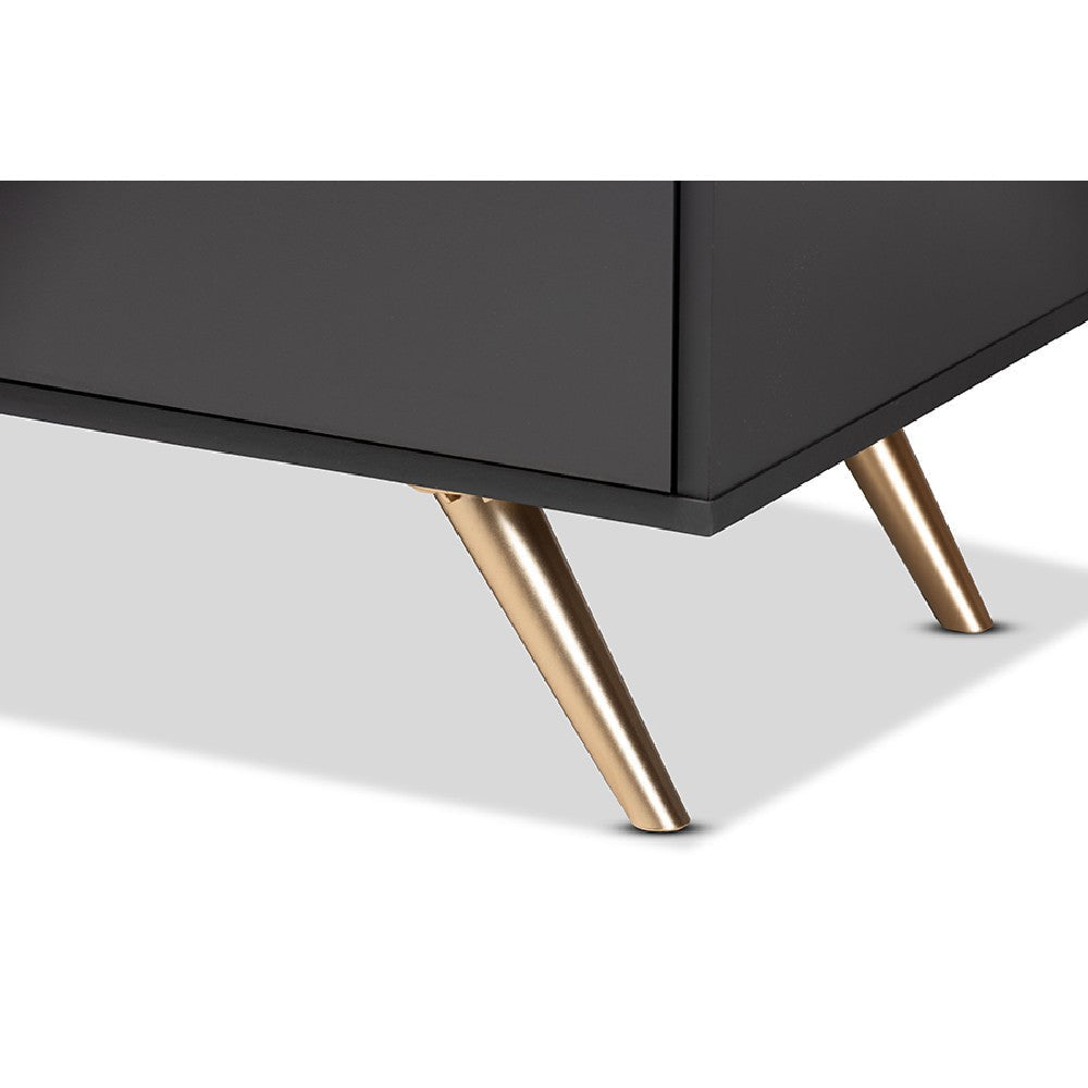 Baxton Studio Kelson Modern and Contemporary Dark Grey and Gold Finished Wood 5-Drawer Chest WHI-LV19COD1923-Dark-Grey-5DW-Chest