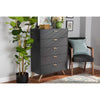 Baxton Studio Kelson Modern and Contemporary Dark Grey and Gold Finished Wood 5-Drawer Chest WHI-LV19COD1923-Dark-Grey-5DW-Chest
