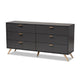 Baxton Studio Kelson Modern and Contemporary Dark Grey and Gold Finished Wood 6-Drawer Dresser WHI-LV19COD19231-Dark-Grey-6DW-Dresser