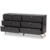 Baxton Studio Kelson Modern and Contemporary Dark Grey and Gold Finished Wood 6-Drawer Dresser WHI-LV19COD19231-Dark-Grey-6DW-Dresser