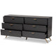 Baxton Studio Kelson Modern and Contemporary Dark Grey and Gold Finished Wood 6-Drawer Dresser WHI-LV19COD19231-Dark-Grey-6DW-Dresser