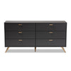 Baxton Studio Kelson Modern and Contemporary Dark Grey and Gold Finished Wood 6-Drawer Dresser WHI-LV19COD19231-Dark-Grey-6DW-Dresser