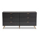 Baxton Studio Kelson Modern and Contemporary Dark Grey and Gold Finished Wood 6-Drawer Dresser WHI-LV19COD19231-Dark-Grey-6DW-Dresser